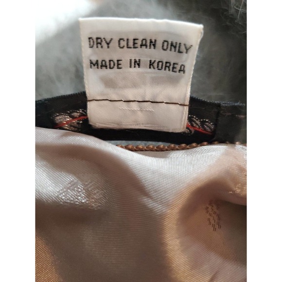 Connie A. Lee Angora Button Down Sweater Coat Jacket Gray Lavender Beading M/L - Picture 11 of 12